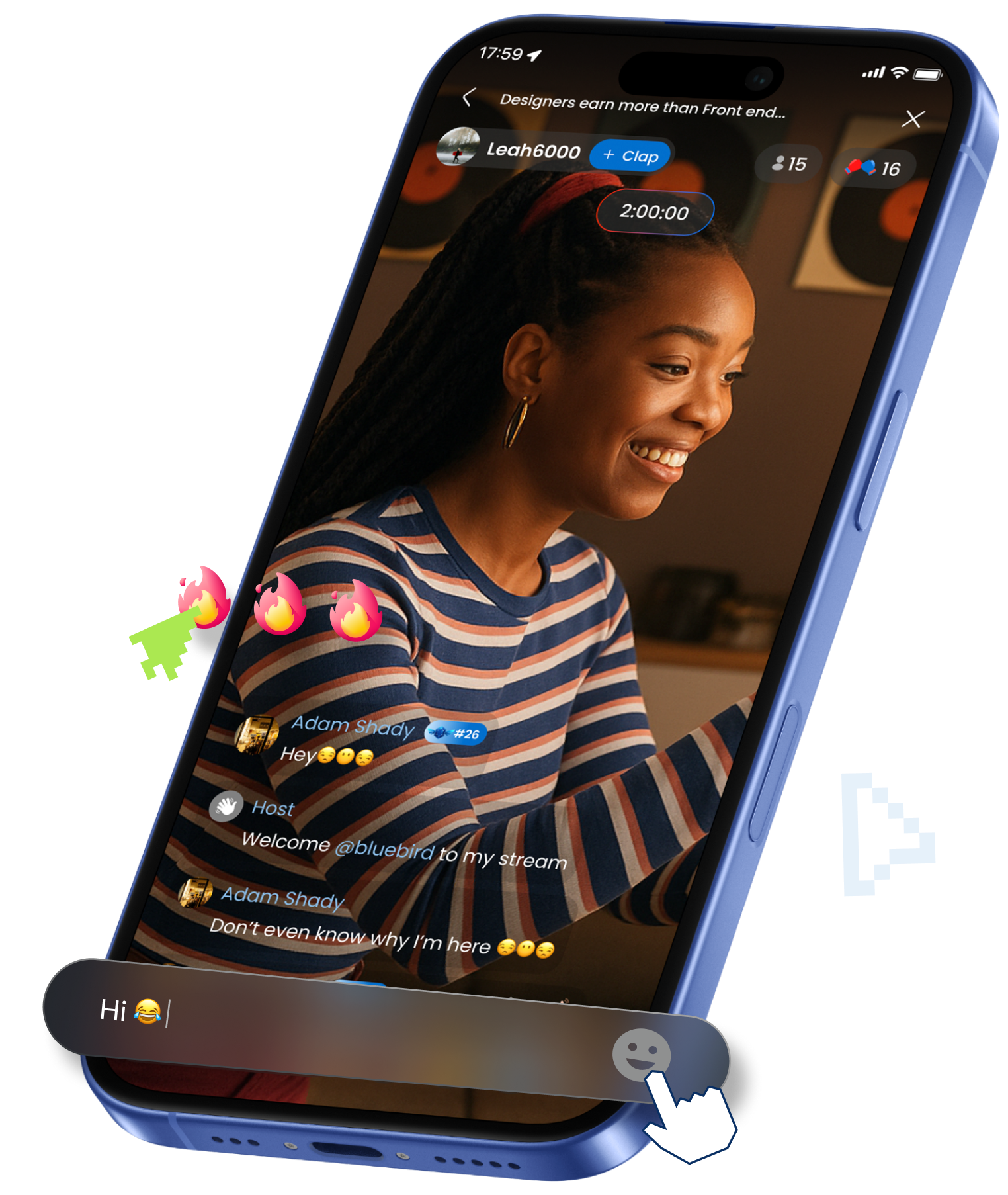 ClapMi livestream app showing a creator earning in real-time